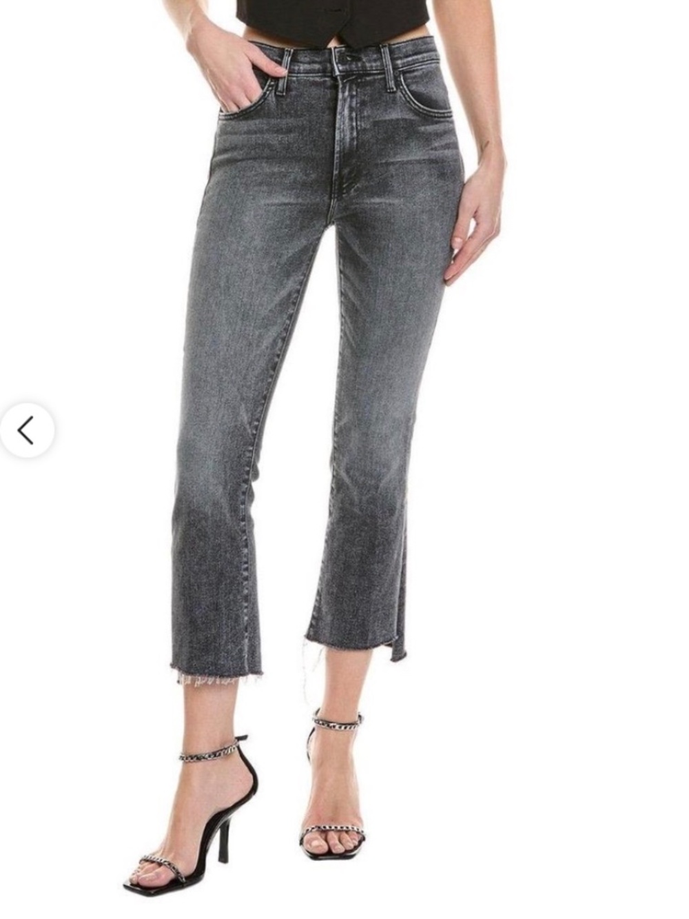 Mother The Insider Crop Step Fray Black Wash Jeans Size 27